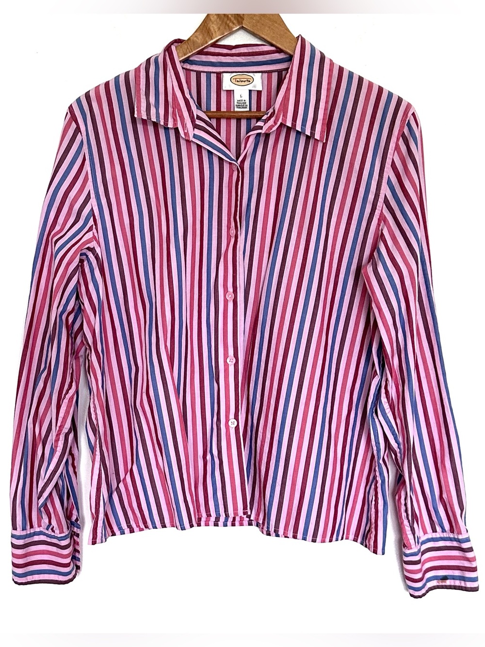 Talbots Shirt Women’s Large Striped Cotton Button Up Long Sleeve Collared Top